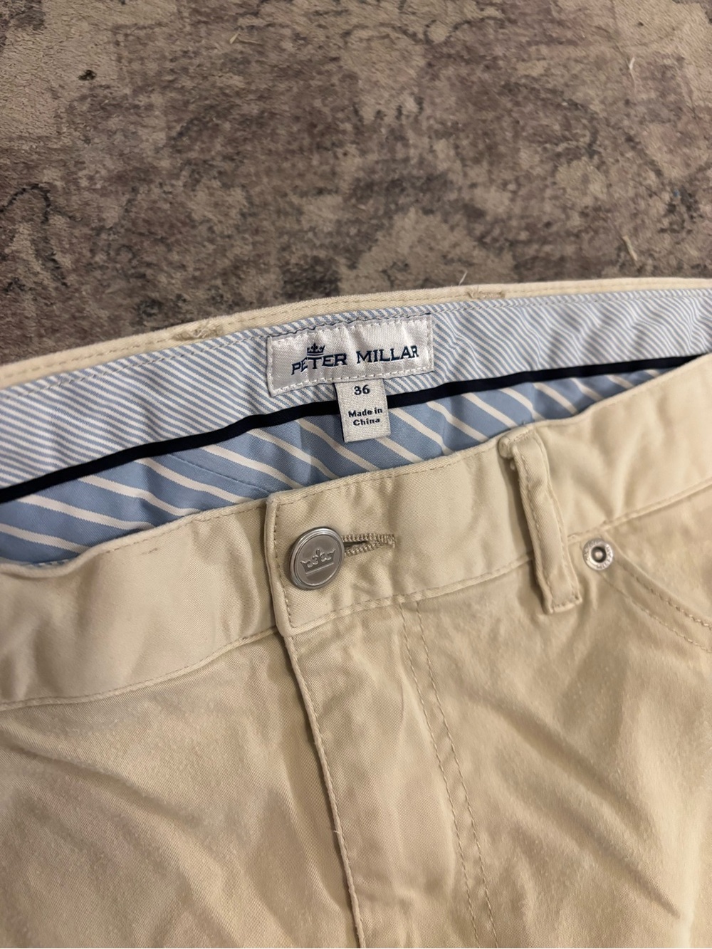 Peter Millar Performance 5 Pocket Pants in tan  36/30 - Picture 2 of 2